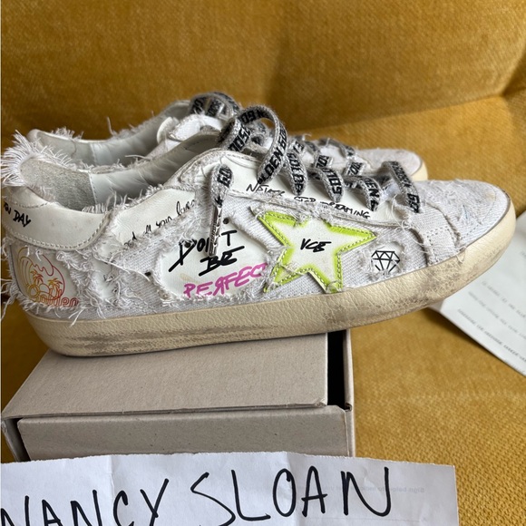 Golden Goose White and Green Star Sneakers - Picture 11 of 13